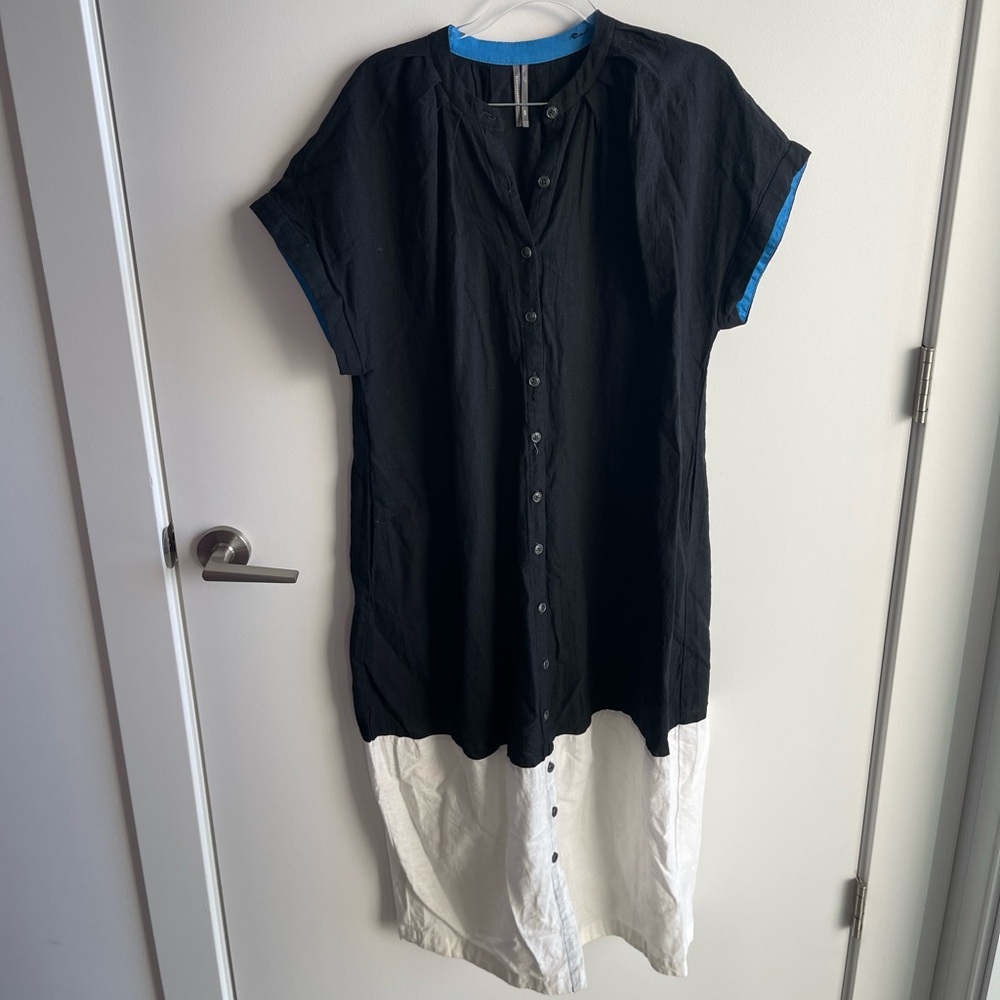 Anthropologie Black and White Button-Up Dress